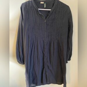 Classic Ralph Lauren Black Button-Front 100% Cotton Tunic/Dress
